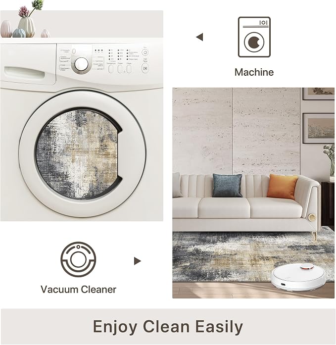 GENIMO Washable Area Rugs for Living Room, 8x10 Modern Non Slip Rugs, Low Pile - Image 5