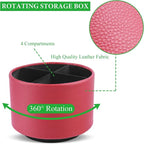 Hennaja Round Leather Art Supply Organizer, Remote Control Holder, 360 Degree - Image 3