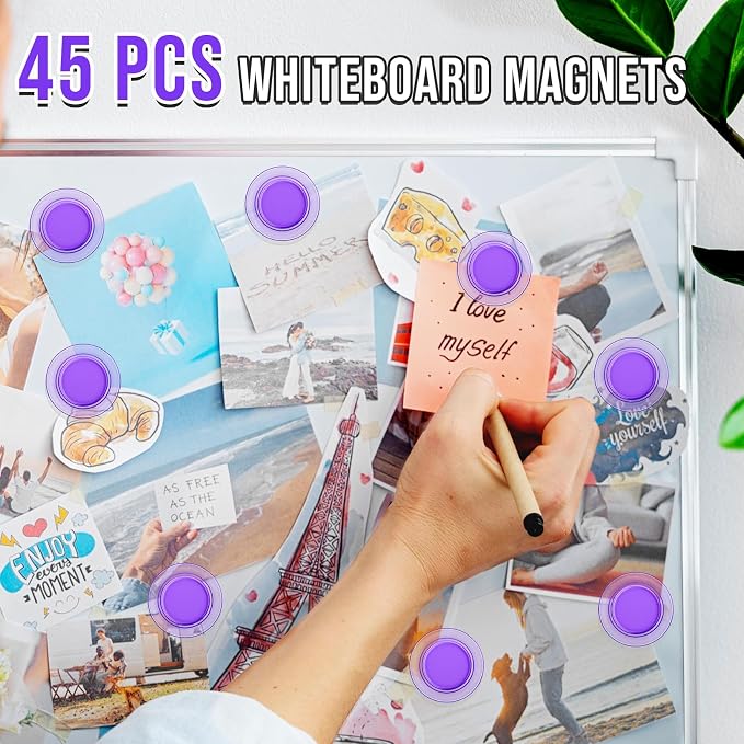 VNDUEEY 45 Pcs Round Whiteboard Magnets Fridge Magnets, Dry Board Refrigerator - Image 4