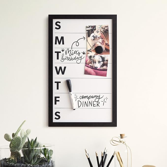 U Brands Framed Magnetic Weekly Calendar Dry Erase White Board, Office Supplies - Image 3