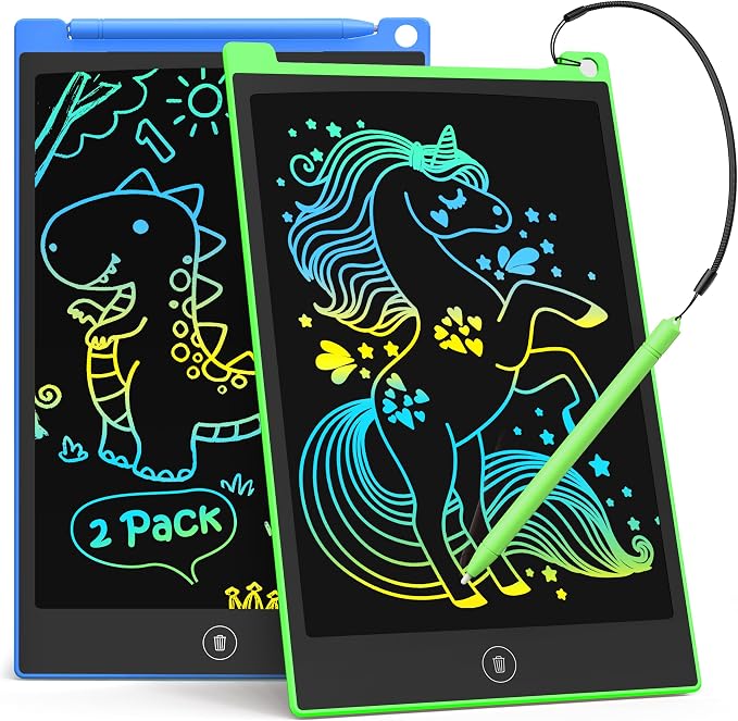 TECJOE 2 Pack LCD Writing Tablet, 10 Inch Colorful Doodle Board Drawing Tablet by TECJOE
