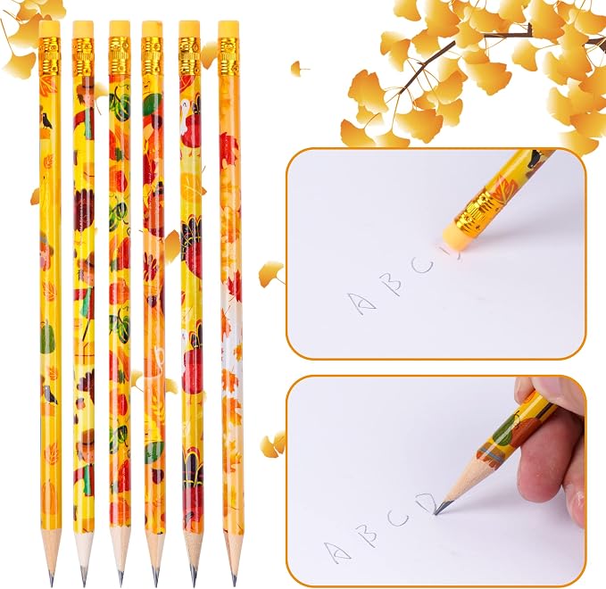 Kolewo4ever 200 Pieces Thanksgiving Pencils Assortment Cylinder Wood Pencil - Image 4