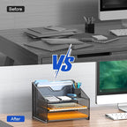 Samstar 2 Pack Mesh Desk File Organizer Letter Tray Holder, Desktop File Folder - Image 4