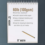 U.S. Art Supply 9"x12" Top Spiral Bound Sketch Book, 2 Pack, 100 Sheets Each - Image 3