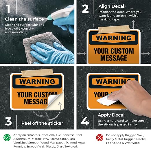 Custom Warning Sign, OSHA Sign, 10x7 Inches, 4 Mil Vinyl Decal Stickers Weather - Image 3