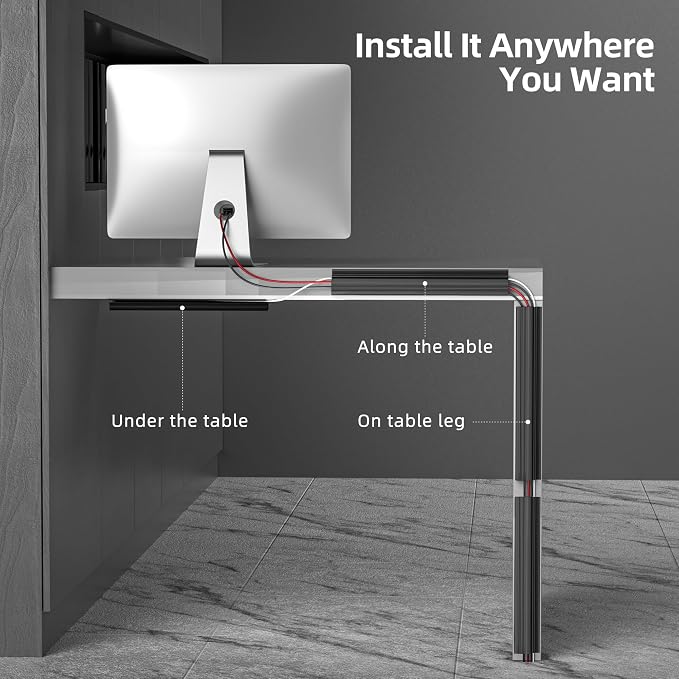 YECAYE 94.2in Cable Management, Cable Organizer, Adhesive Mount Cord Organizer - Image 2