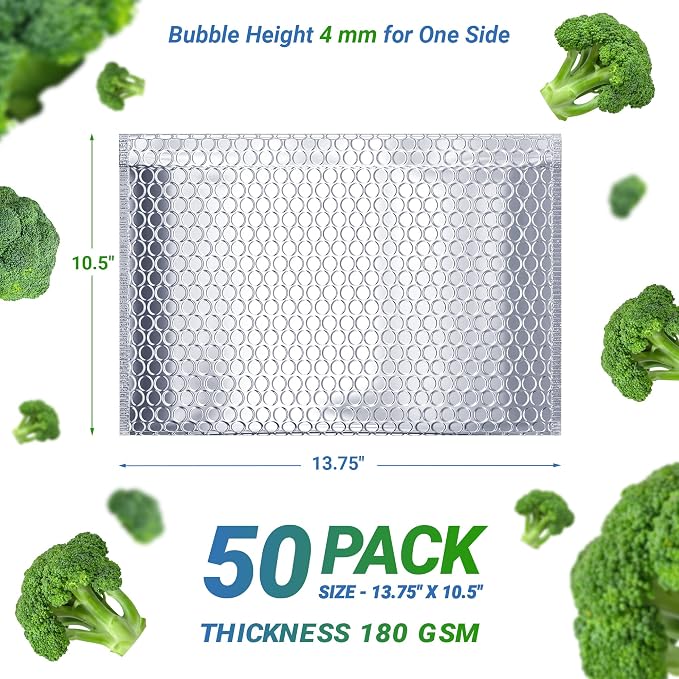 Amiff Silver Thermal Bubble Mailer, 13.75 x 10.5 Inches. 50 Pack Metallic - Image 2