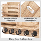 Lwenki Key Holder for Wall – Decorative Wooden Mail Holder and Key Shelf - Image 3