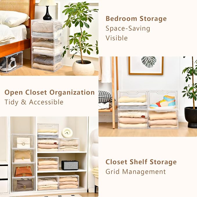 Freebat Closet Organizers and Storage, Acrylic Clear Plastic Storage Bins - Image 6