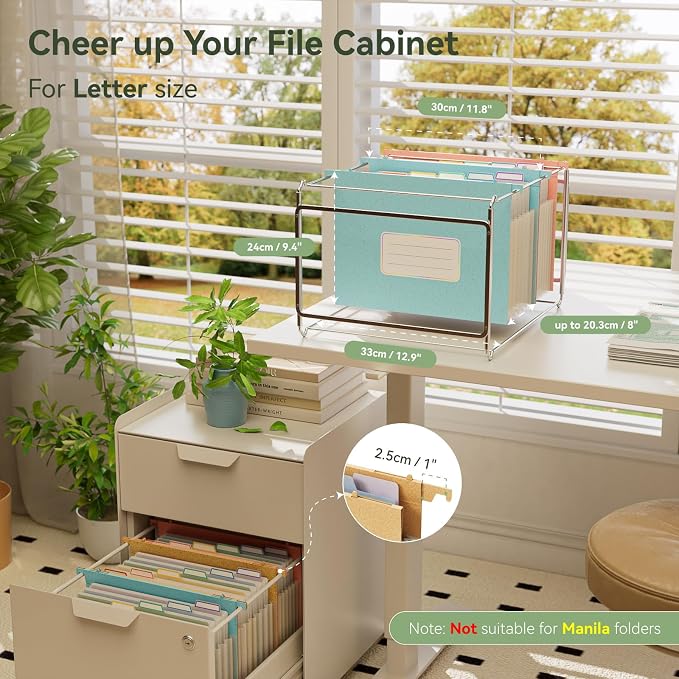 EcoStash Wheat Straw Expanding Hanging File Folders, 3 Color File Organizer - Image 2