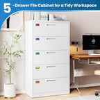 PEUKC 5 Drawer File Cabinet, Lateral Filing Cabinets - Image 7