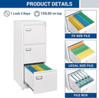 Fesbos 3 Drawers Vertical File Cabinets - Image 8