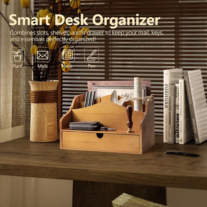 Pine Wood Mail Organizer For Desk - Image 3