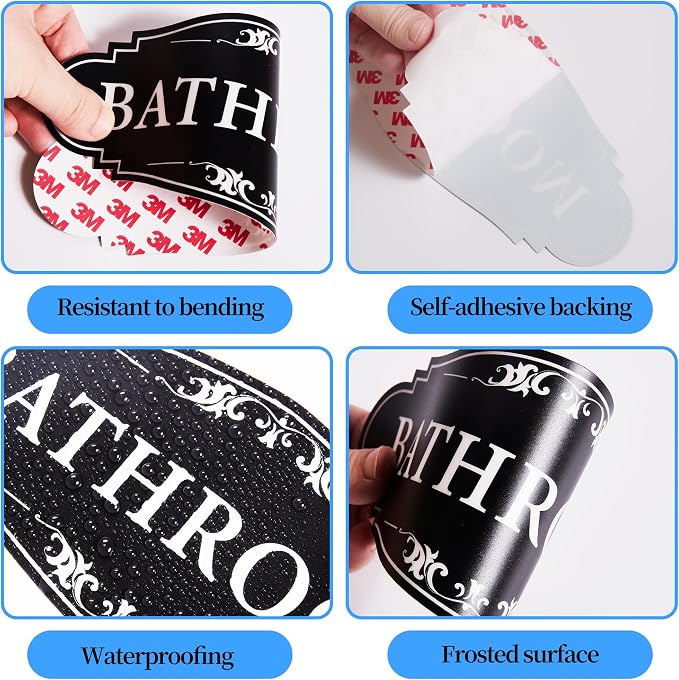 Bathroom Sign Sticker for Business and Home，Self-adhesive Cute Bathroom Decor - Image 4
