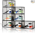 Amllas New Gray 8 Pack Shoe Boxes Stackable, Large Shoe Storage Organizer by Amllas