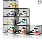 Amllas New Gray 8 Pack Shoe Boxes Stackable, Large Shoe Storage Organizer by Amllas