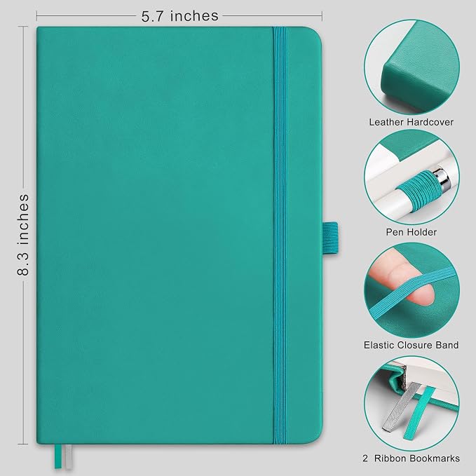 RETTACY Bullet Dotted Journal Notebook, 256 Pages, A5 Medium Size, Leather - Image 2