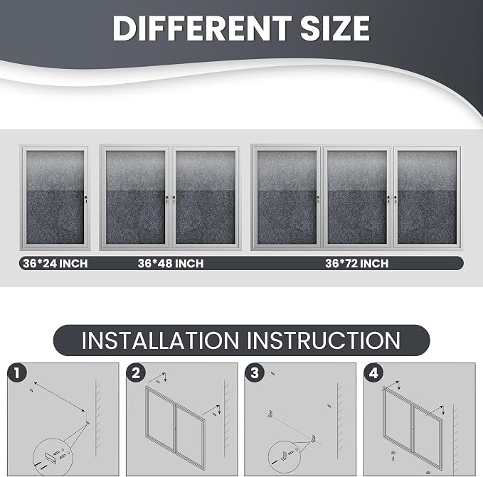 48"x36" Lockable Enclosed Bulletin Board, Outdoor Flet Weather-Resistant - Image 3