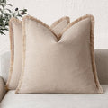 Foindtower Set of 2 Decorative Linen Fringe Throw Pillow Covers Boho Farmhouse by Foindtower