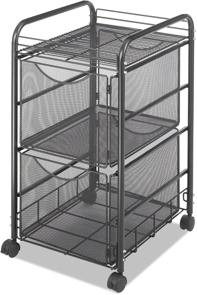 Safco Onyx Rolling Cart with 2 File Drawers, Fits Letter-Size Hanging Folders - Image 2