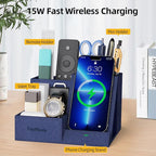 TopMade Wireless Charger with Desk Nightstand Organizer, Leather Pen Pencil - Image 3
