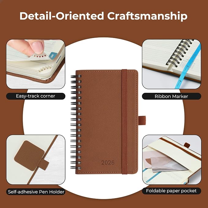 IN-LUXPRO Planner 2026 Daily Weekly and Monthly, 6.5"x3.75", 12 Months Spiral - Image 6