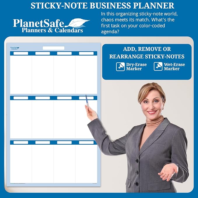 Sky Blue 12 Section Task, Objective and Goals Planning System Vertical 48" Tall - Image 3