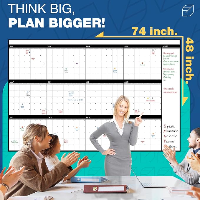 Large Dry Erase Calendar for Wall, Reusable - Image 3