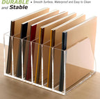 SANRUI Acrylic Desk File Organizer, 6 Vertical Compartments Clear Magazine File - Image 6