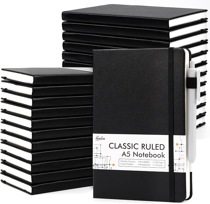 24 Pack Journal Notebook for Work, Feela Business Notebook Bulk Hardcover Lined by feela
