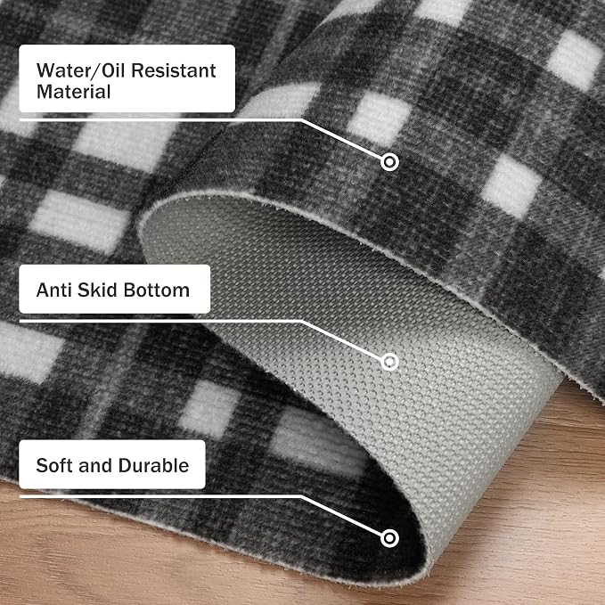 GENIMO Checkered Rug 27.5x44 inches Black and White Fine Plaid Outdoor Rug - Image 7