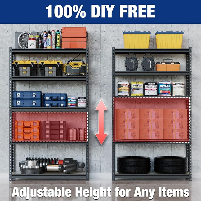 WORKPRO 5-Tier Storage Shelf, for Basement, 35.4”Wx15.7”Dx72”H - Image 5