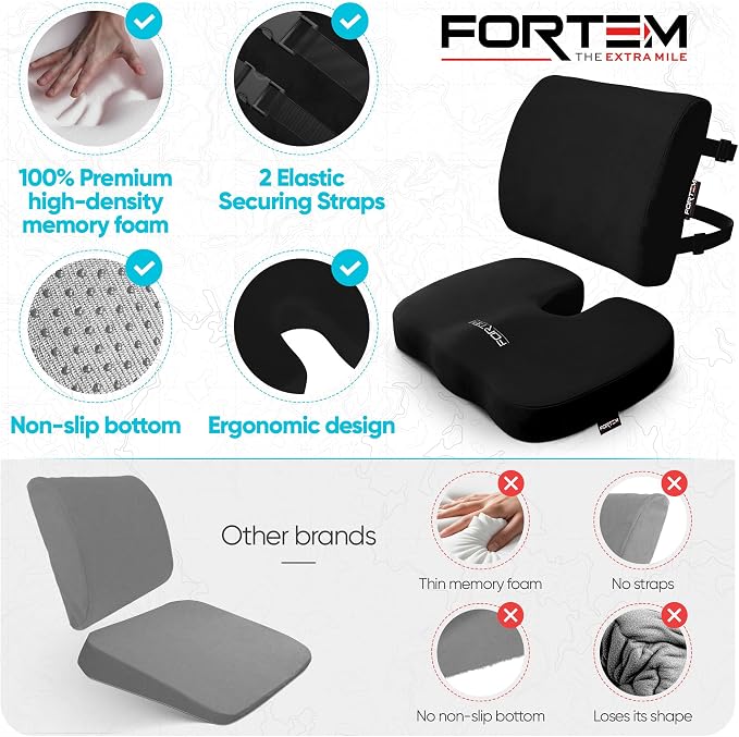 FORTEM Seat Cushion, Office Chair Cushion, Lumbar Support Pillow - Image 7