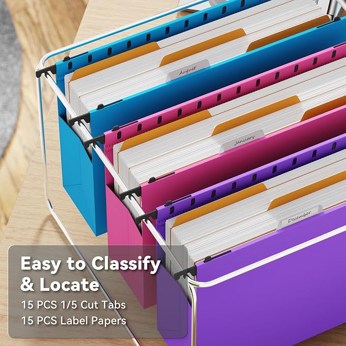 Ansook Plastic Legal Size Hanging File Folders, Heavy Duty 3" Expandable Legal - Image 4
