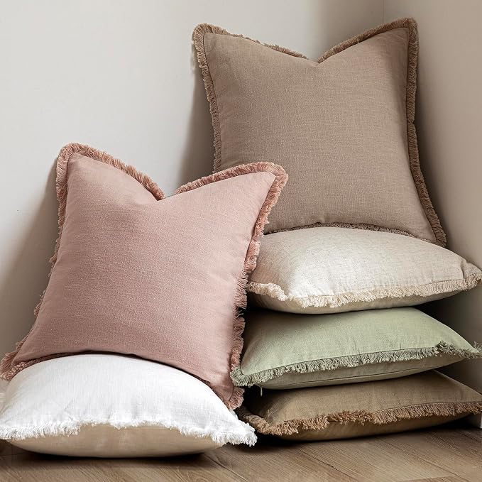 Foindtower Set of 2 Decorative Fringe Throw Pillow Covers Boho Farmhouse - Image 6