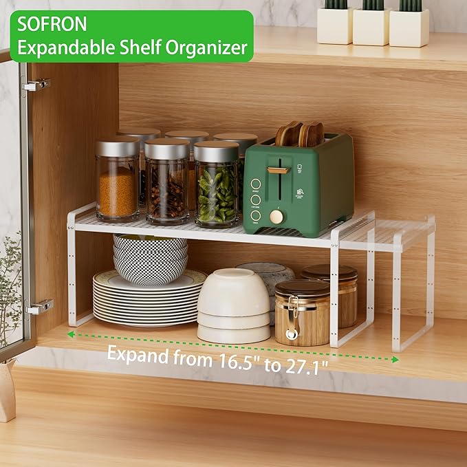 SOFRON Expandable Cabinet Storage Shelf Stackable Organizer Rack - Image 5