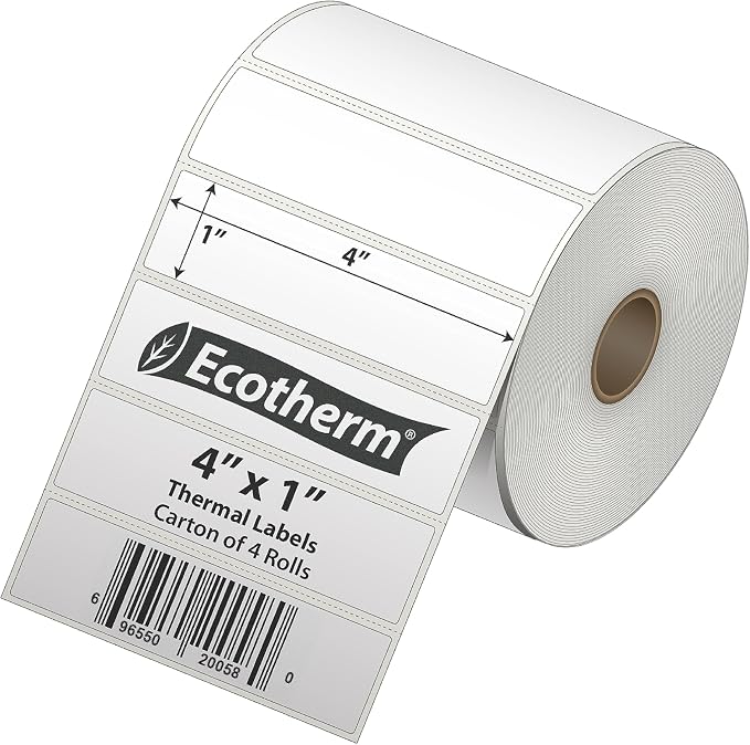 4" x 1" Thermal Labels | 4 Rolls | 5360 Labels | fits Zebra, Offnova Thermal - Image 2