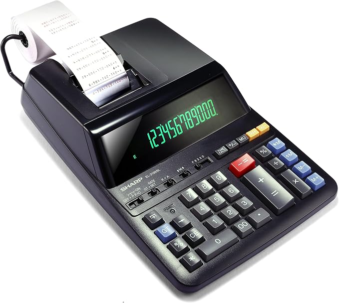 Sharp 12-Digit Print Calculator Desktop Size Adding Machine, Large Easy-to-Read by SharpCalculators