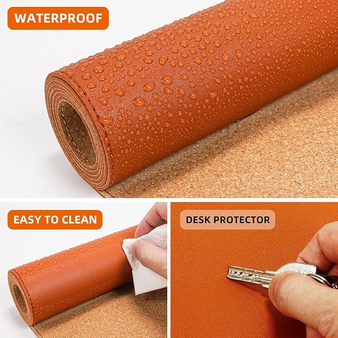 Leather Desk pad Protector, Large Desk mat - Image 4