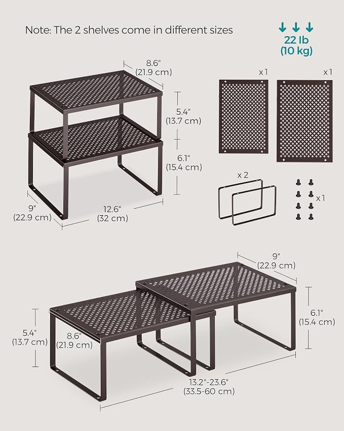 SONGMICS Spice Racks, Countertop Organizers, Shelf Risers, Expandable - Image 2