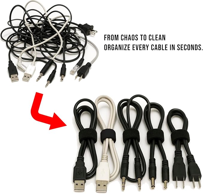 130 PCS 6 Inch Reusable Cable Ties Adjustable Cord Straps, Hook & Loop Wire - Image 3