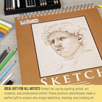 U.S. Art Supply 9"x12" Top Spiral Bound Sketch Book, 2 Pack, 100 Sheets Each - Image 6