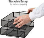 Mind Reader Stackable Paper Tray, Desktop Organizer, File Storage, Metal Mesh - Image 3