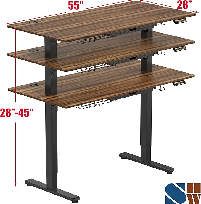 SHW 55 x 28 Inches Electric Height Adjustable Standing Desk - Image 3