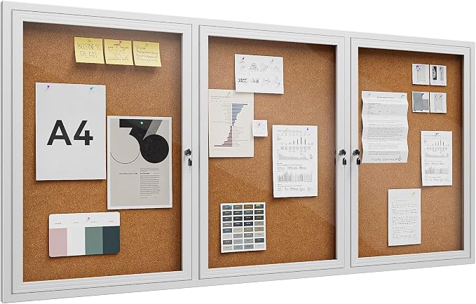 72"x36" Lockable Enclosed Bulletin Board, Outdoor Cork Weather-Resistant by Unknown