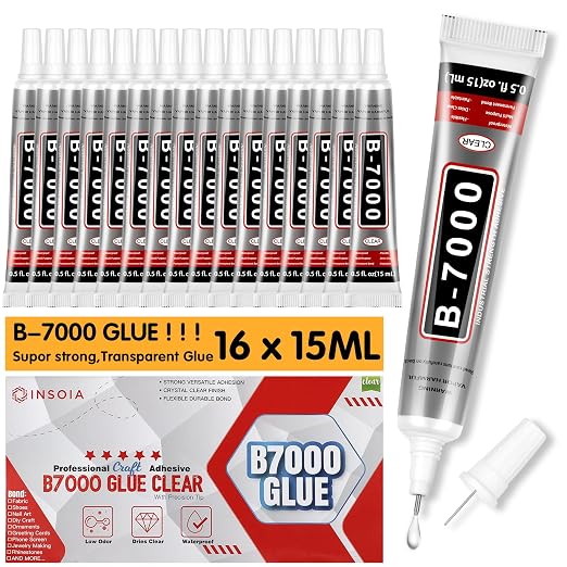 B7000 Rhinestone Glue Clear 16 PCS 15ml – Strong Transparent No Trace Jewelry by INSOIA