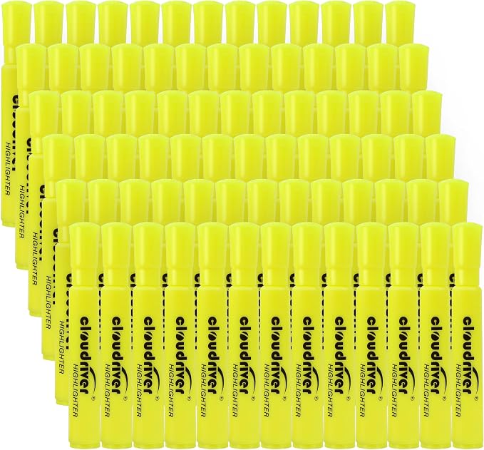 cloudriver Highlighters Bulk Pack of 78, Chisel Point, Quick Drying Ink by cloudriver