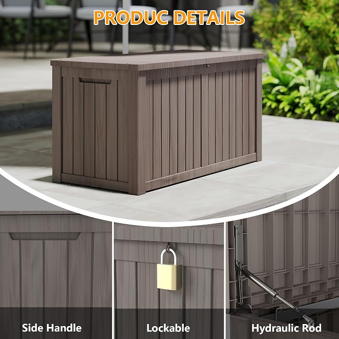 Yardgrace 150 Gallon Outdoor Storage Box Waterproof, Resin Deck Boxes - Image 3