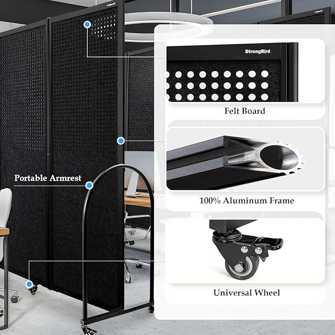 Folding Room Partition, Freestanding Privacy Divider, Portable Office Divider - Image 4
