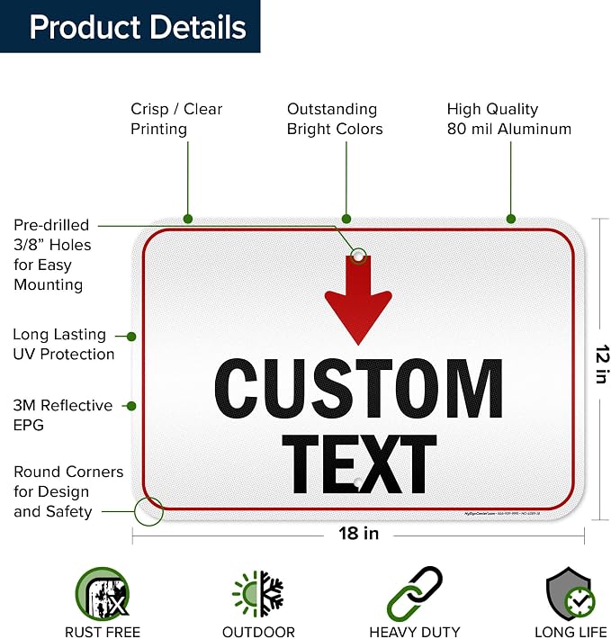 Custom Arrow, Custom Directional Sign, Down Arrow, 12x18 Inches, 3M EGP - Image 6